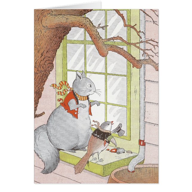 Grey Squirrel & Bird Looking in the Window (Front)