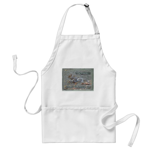 Grey Squirrel Christmas Blessings Series Standard Apron (Front)