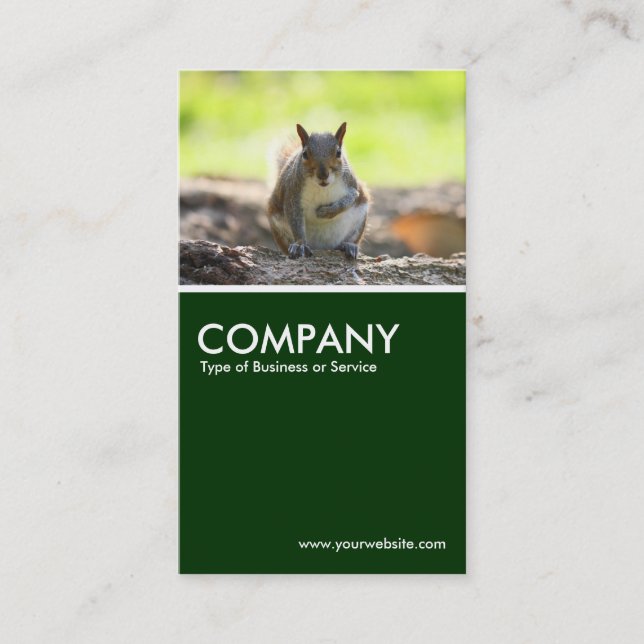 Grey Squirrel - Dark Green Business Card (Front)
