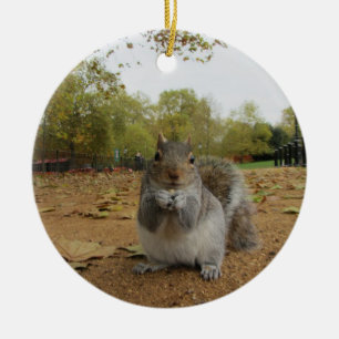 Grey Squirrel Hyde Park. Ceramic Tree Decoration