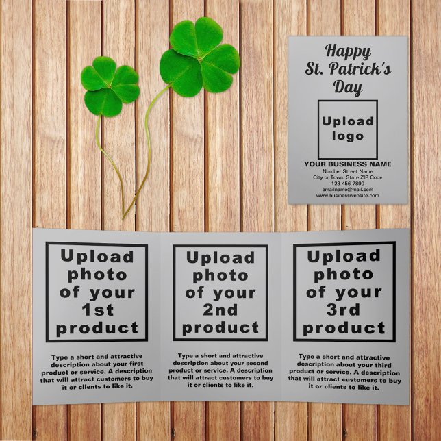Grey St. Patrick's Day Business Trifold Card (Gray St. Patrick's Day business trifold card)