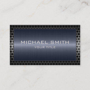 Grey Stainless Steel Modern Metal Border Business Card