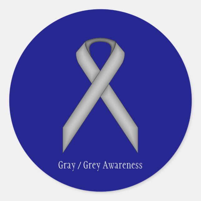 Grey Standard Ribbon by Kenneth Yoncich Classic Round Sticker (Front)