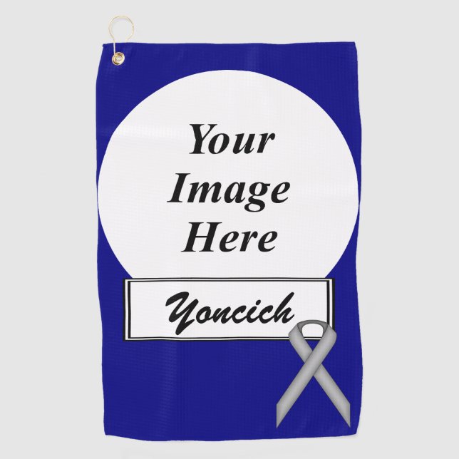 Grey Standard Ribbon by Kenneth Yoncich Golf Towel (Front)