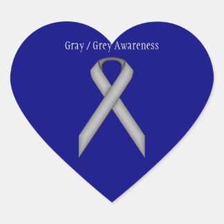 Grey Standard Ribbon by Kenneth Yoncich Heart Sticker