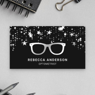 Grey Star Confetti Black Grey Eye Glasses Optician Business Card