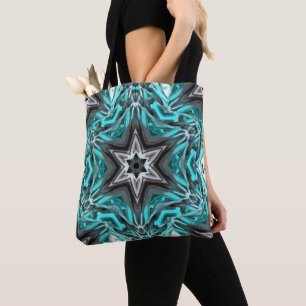 Grey star in touches of carved, glass or metallic tote bag
