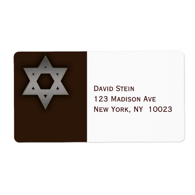 Grey Star of David accent address labels (Front)