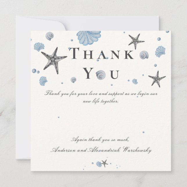 Grey Starfish Blue Beach Wedding  (Front)