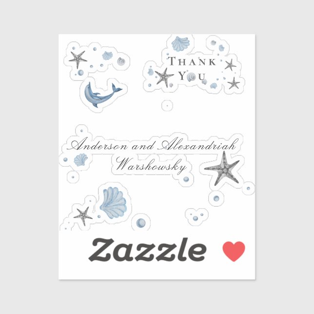 Grey Starfish Blue Shell Beach Wedding   (Sheet)