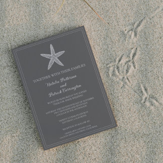 Grey Starfish Wedding Invitation