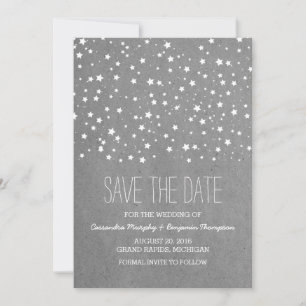 Grey Starry Night Save the Date Invite