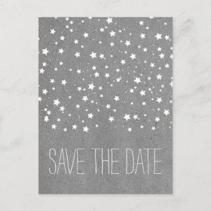 Grey Starry Night Save the Date Postcard