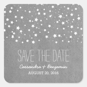 Grey Starry Night Save the Date Stickers
