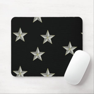 grey stars on black mouse pad
