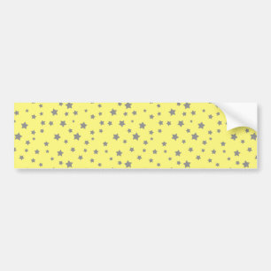 Grey Stars Yellow Pattern Bumper Sticker