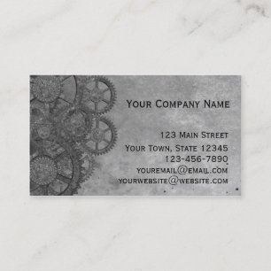 Grey Steampunk Grunge Business Card
