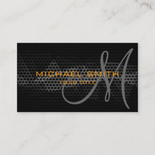 Grey Steel Metal Monograms Business Card