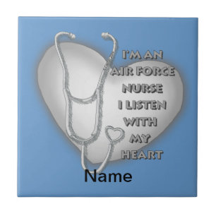 Grey Stethoscope Air Force Nurse custom name tile