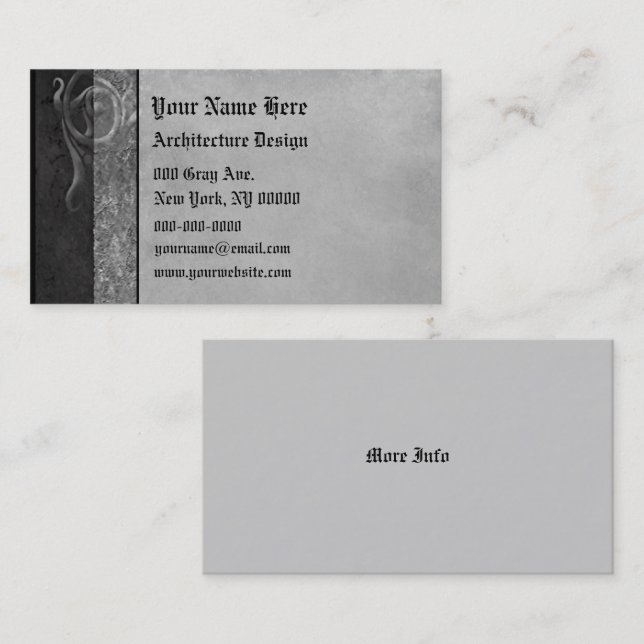 Grey Stone Gothic Scrolls Business Card (Front/Back)
