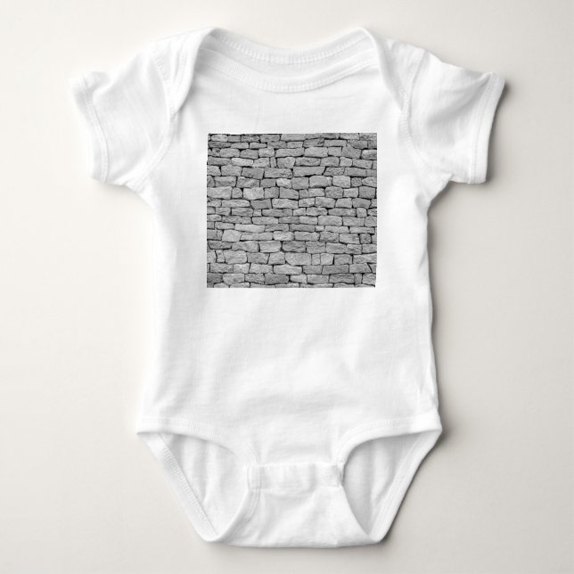Grey stone wall, abstract background. baby bodysuit (Front)