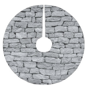 Grey stone wall, abstract background. brushed polyester tree skirt