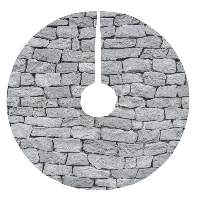 Grey stone wall, abstract background. brushed polyester tree skirt (Front)