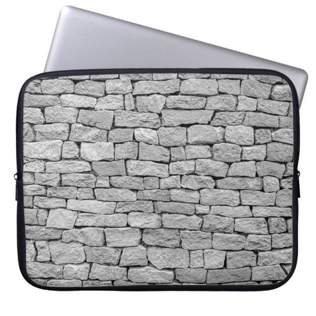 Grey stone wall, abstract background. laptop sleeve (Front)