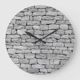 Grey stone wall, abstract background. large clock