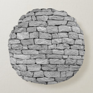 Grey stone wall, abstract background. round cushion