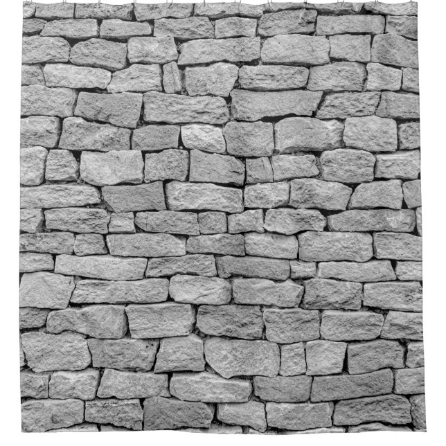 Grey stone wall, abstract background. shower curtain (Front)