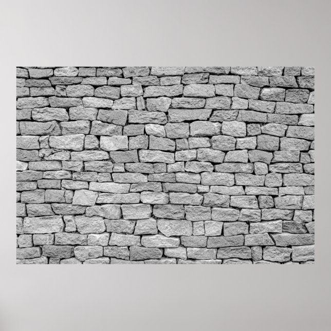 Grey stone wall as an abstract background. poster (Front)