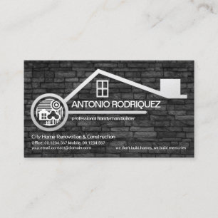 Grey Stone Wall Faux Silver Home Border Masonry Business Card