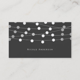 Grey String Lights Modern Chic Glam Business Card