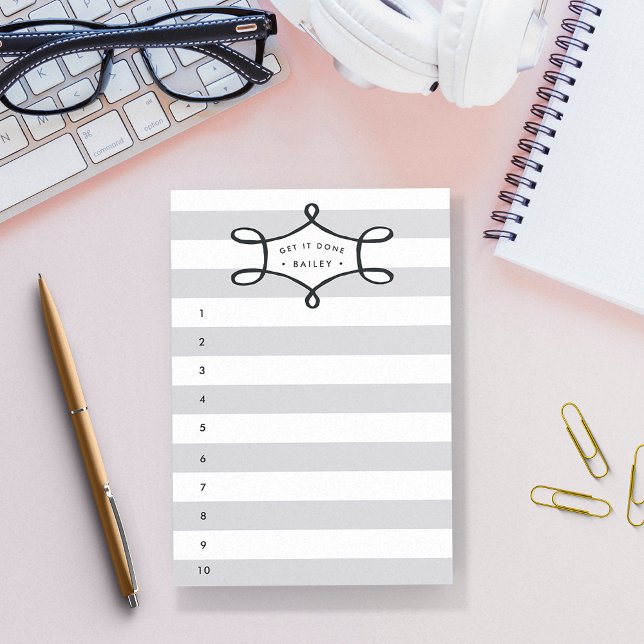 Grey Stripe Personalised To-Do List Post-it Notes (Creator Uploaded)