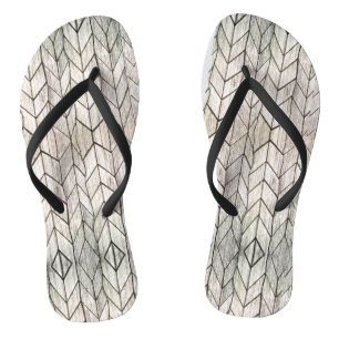 Grey Stripe Vintage Geometric Black and White Jandals
