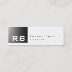 Grey Stripe White Monogram Skinny Business Card