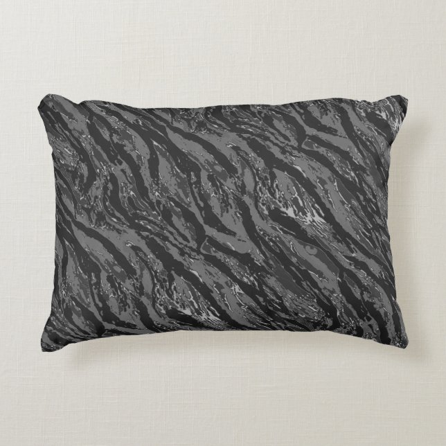 Grey Striped Camo Decorative Cushion (Front)