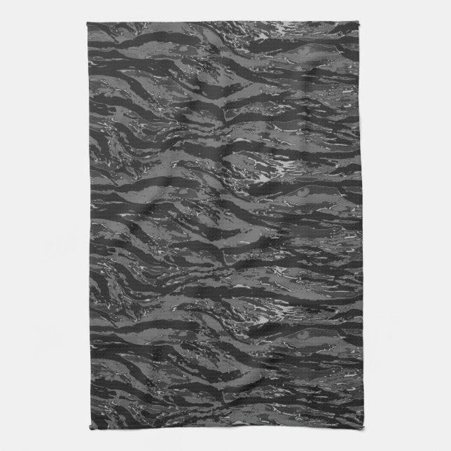 Grey Striped Camo Tea Towel (Vertical)