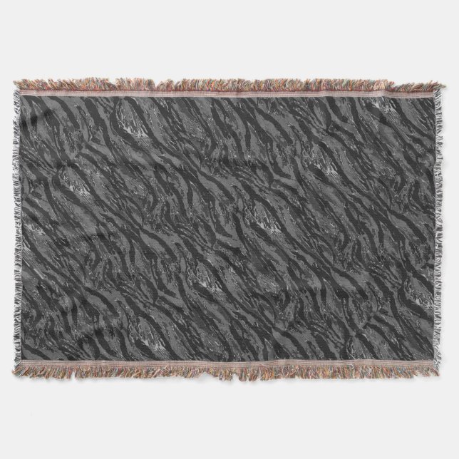 Grey Striped Camo Throw Blanket (Front)