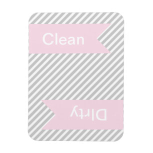 Grey Striped Clean - Dirty Dishwasher Magnets