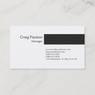 Grey Striped Clean White Manager Business Card