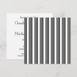 Grey Striped Custom Graduation Invitations