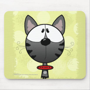 Grey Striped Kitty Mouse Pad