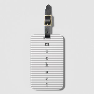 Grey Striped Luggage Tag with Business Card Slot