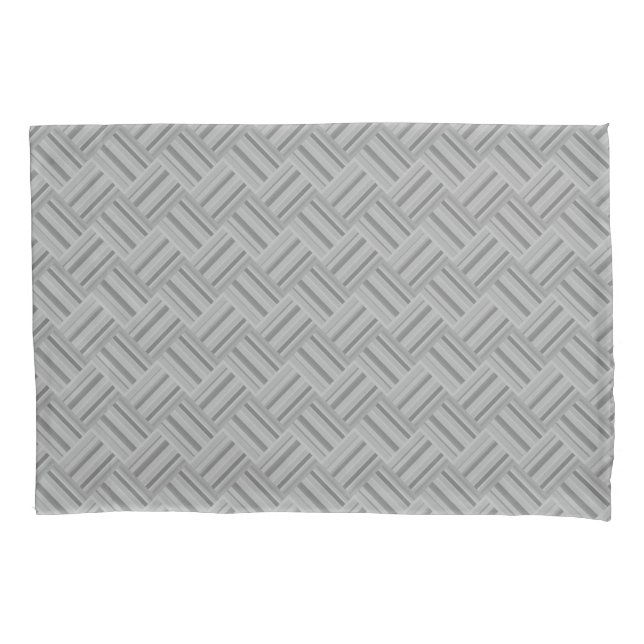 Grey stripes diagonal weave pattern pillowcase (Front)