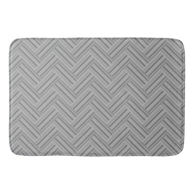 Grey stripes double weave pattern bath mat (Front)