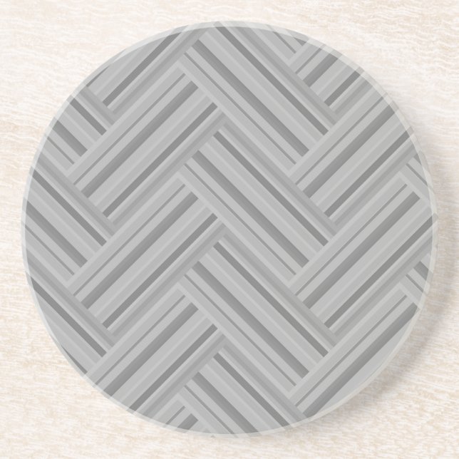 Grey stripes double weave pattern coaster (Front)