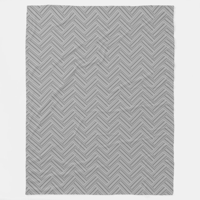 Grey stripes double weave pattern fleece blanket (Front)