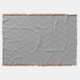 Grey stripes double weave pattern throw blanket